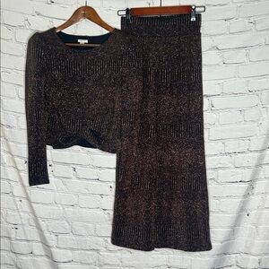 Habitual Kid’s 2-Piece Black Sparkle W/Metallic Stripes Pants Set Size Kids 14